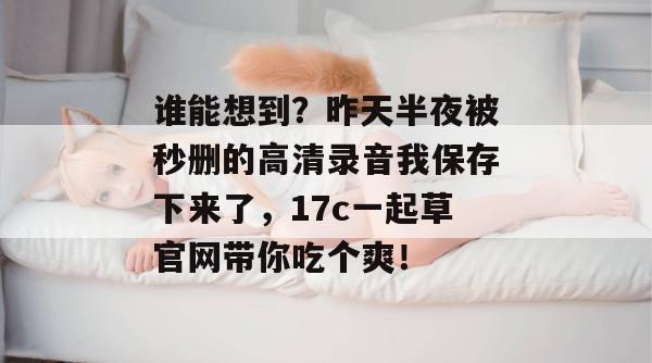 谁能想到？昨天半夜被秒删的高清录音我保存下来了，17c一起草官网带你吃个爽！